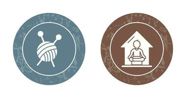 Knitting and Yoga At home Icon vector