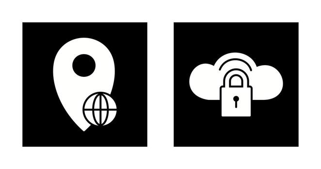 global location and secure cloud  Icon vector