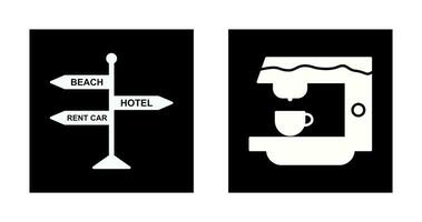 signboard and coffe machine Icon vector