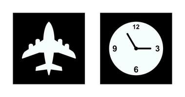 avión y hora icono vector