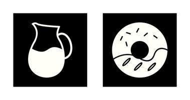 milk jug and cream doughnut  Icon vector