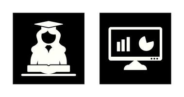 Female Student and Analytics  Icon vector