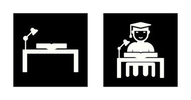 study desk and studying on desk  Icon vector