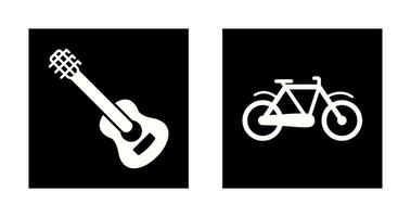 guitarra y bicicleta icono vector