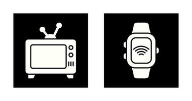 televisión y inteligente reloj icono vector