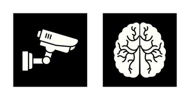 Security Camera and Brain Icon vector