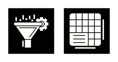 filtración y mesa datos icono vector