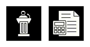 Podium and CalculatorSnack and Money Icon vector