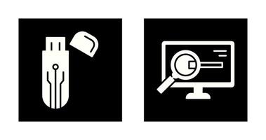 Usb and Search Icon vector