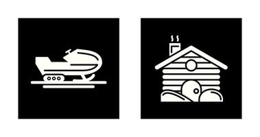 Snowmobile and Cabin Icon vector