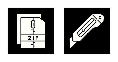 Cutter and Zip File Icon vector