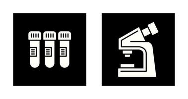 prueba tubo y microscopio icono vector