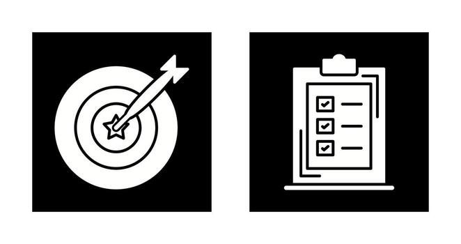 dardo y Lista de Verificación icono vector