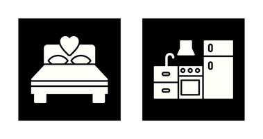 Bedroom and Kitchen Icon vector