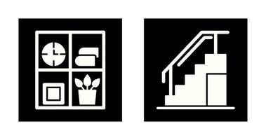 Bookshelf and Stairs Icon vector