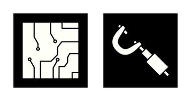 Electrical circuit and Micrometer Icon vector