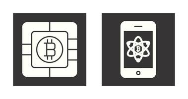 bitcoin chip y móvil icono vector