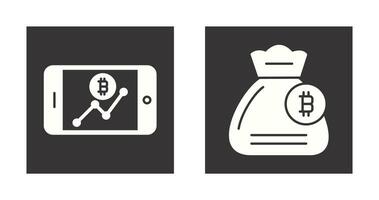 línea gráfico y dinero bolso icono vector