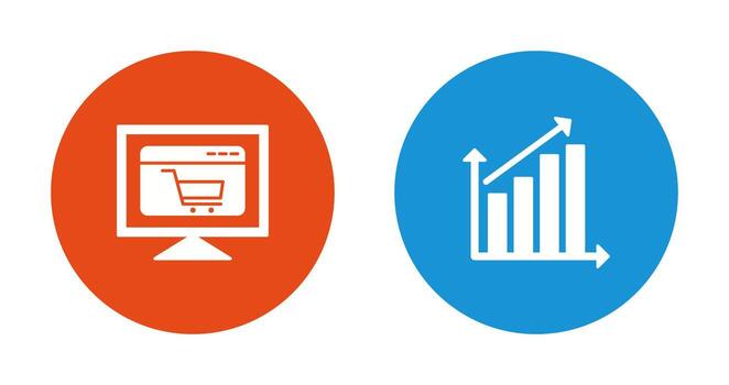 ecommerce website and rising statistics Icon vector