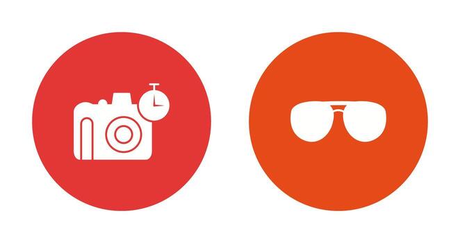 glasses and timer on camera Icon vector