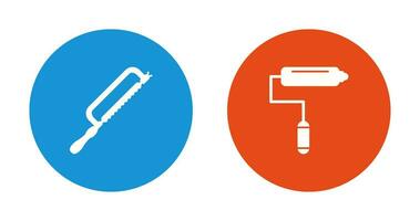 Hacksaw and Paint Roller Icon vector