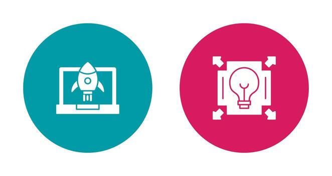 puesta en marcha y difusión icono vector