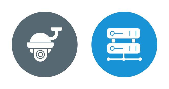 Security Camera and Server Icon vector
