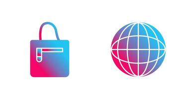 handbag and globe  Icon vector