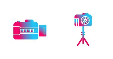 open camera and camera stand  Icon vector