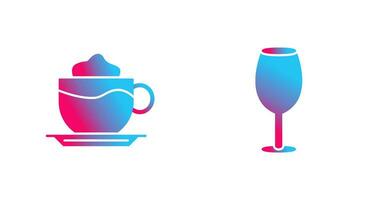 latté y vino vaso icono vector