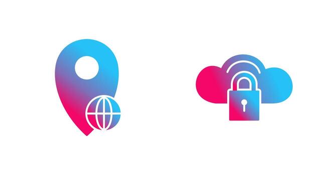 global ubicación y seguro nube icono vector