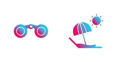 Binoculars and beach Icon vector