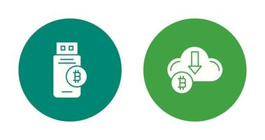 Bitcoin Usb Device and Down Arrow Icon vector