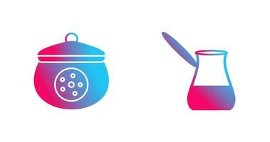 cookie jar and cezve Icon vector