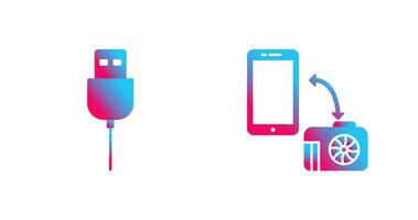 usb cable and transfer images Icon vector