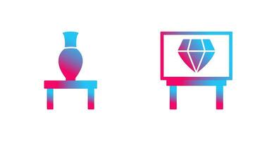 Vase Exhibit and Diamond Exhibit Icon vector