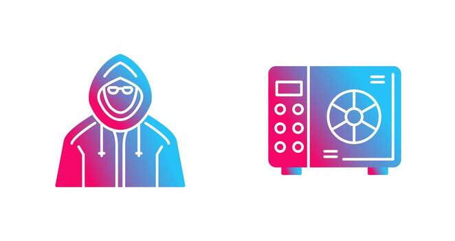 Safe Box and  Hacker Icon vector