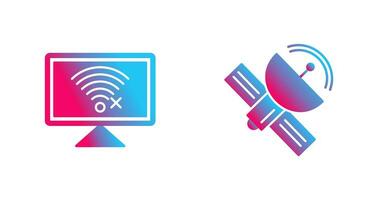Disconnected Network and Satellite Icon vector