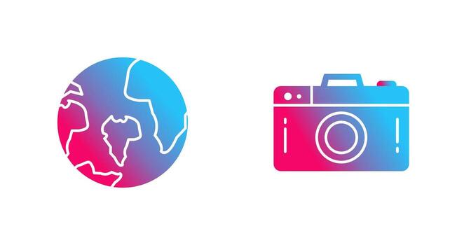 Camera and World Icon vector