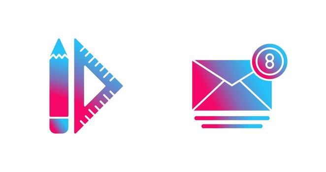 set square and mail Icon vector
