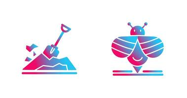 Digging and Bee Icon vector