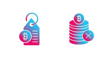 Not Accepted and Bitcoin Label Tag Icon vector