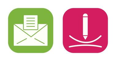 email documents and draw curve Icon vector