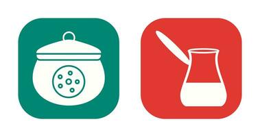 cookie jar and cezve Icon vector