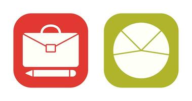 briefcase and pie chart analysis Icon vector