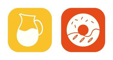 milk jug and cream doughnut  Icon vector