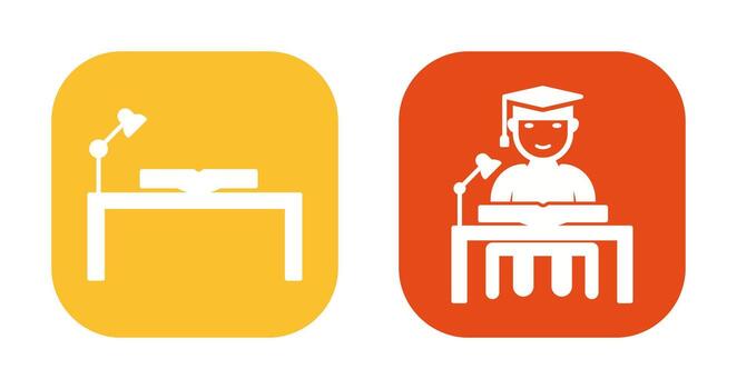 study desk and studying on desk  Icon vector