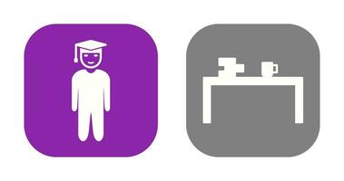 student standing and studying desk Icon vector