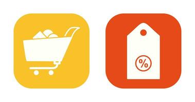 shopping cart and discount tag Icon vector