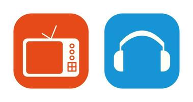 TV Set and Headphones Icon vector